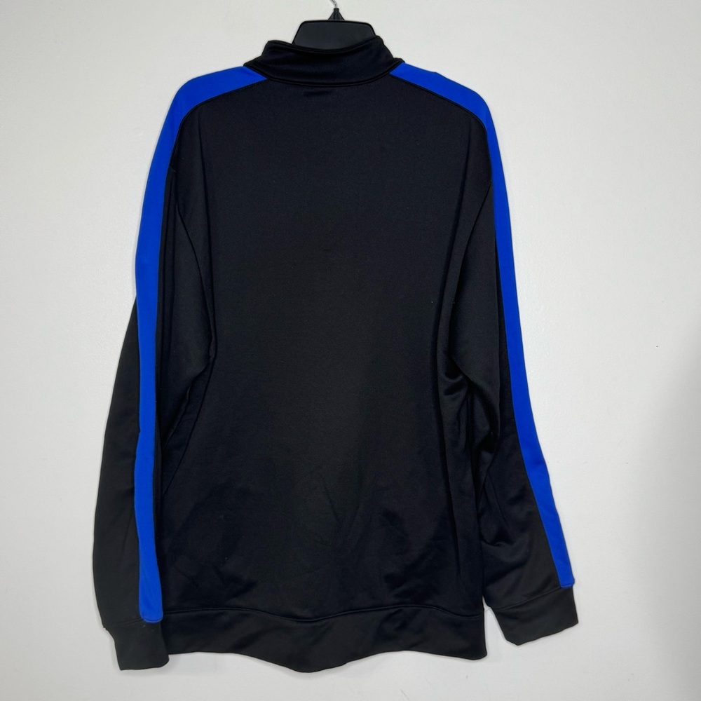 Old Navy Men's Black Zip-Up Sweater with Blue Stripes